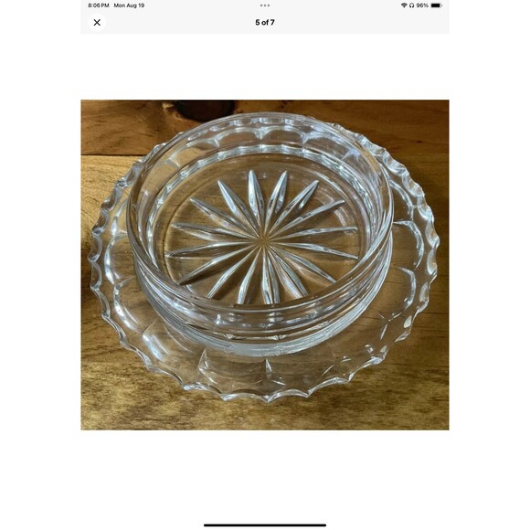 Crystal Cut Glass Butter/Cheese Dish Dome W/Lid - Picture 5 of 7